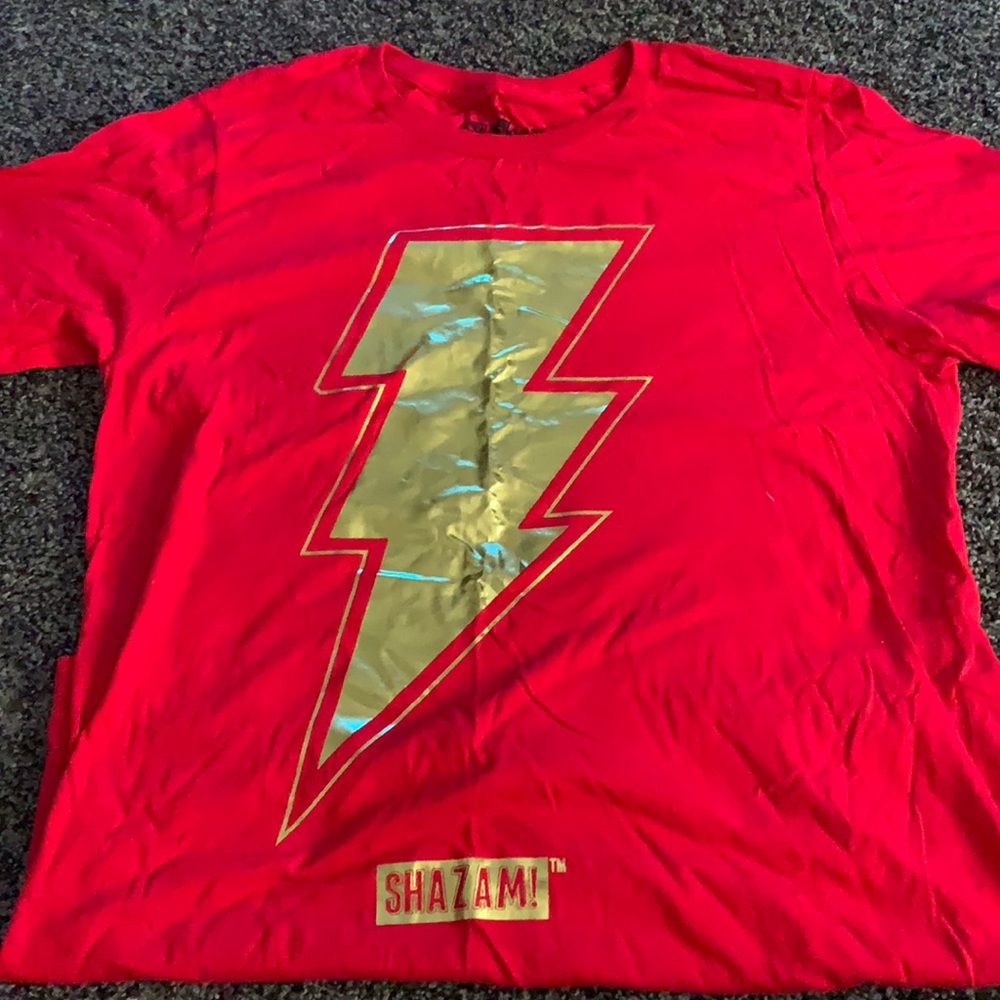 Medium red and gold Shazam shirt